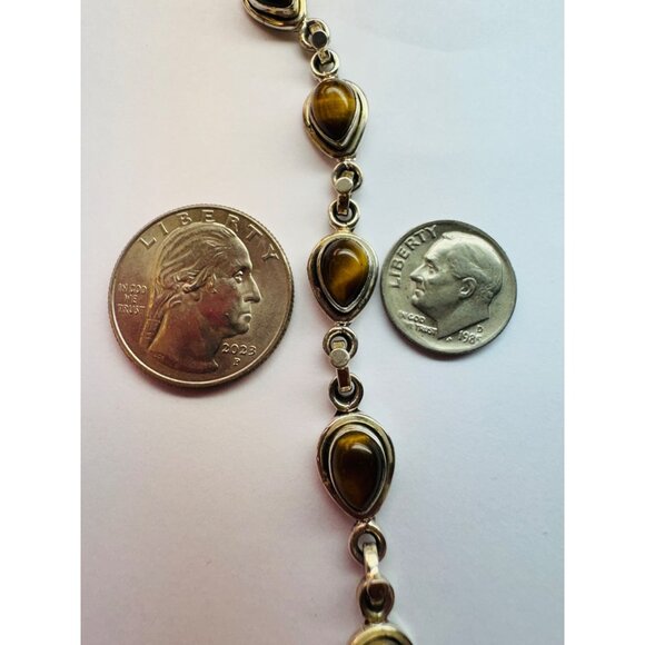 Estate Sterling Silver 925 Jonben Tiger Eye Designer Bracelet 8" 16.05g - Picture 6 of 9